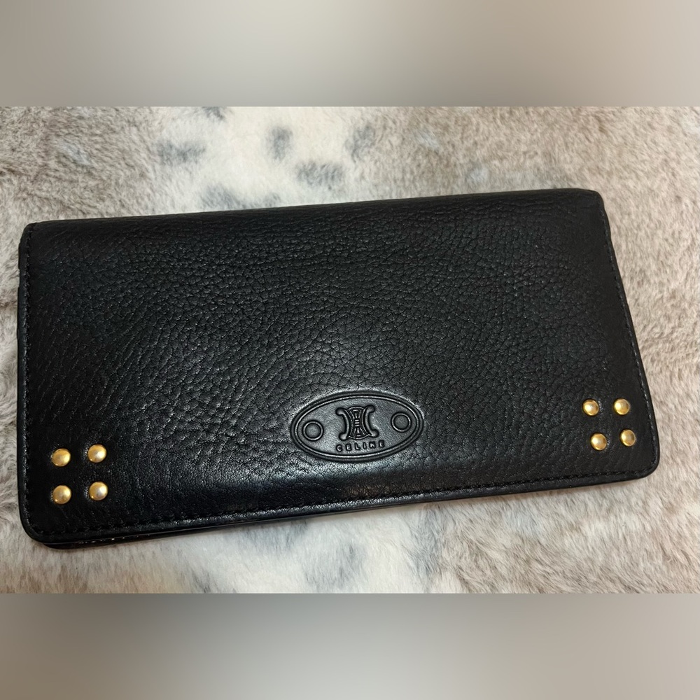 Celine Triomphe Black Leather Wallet